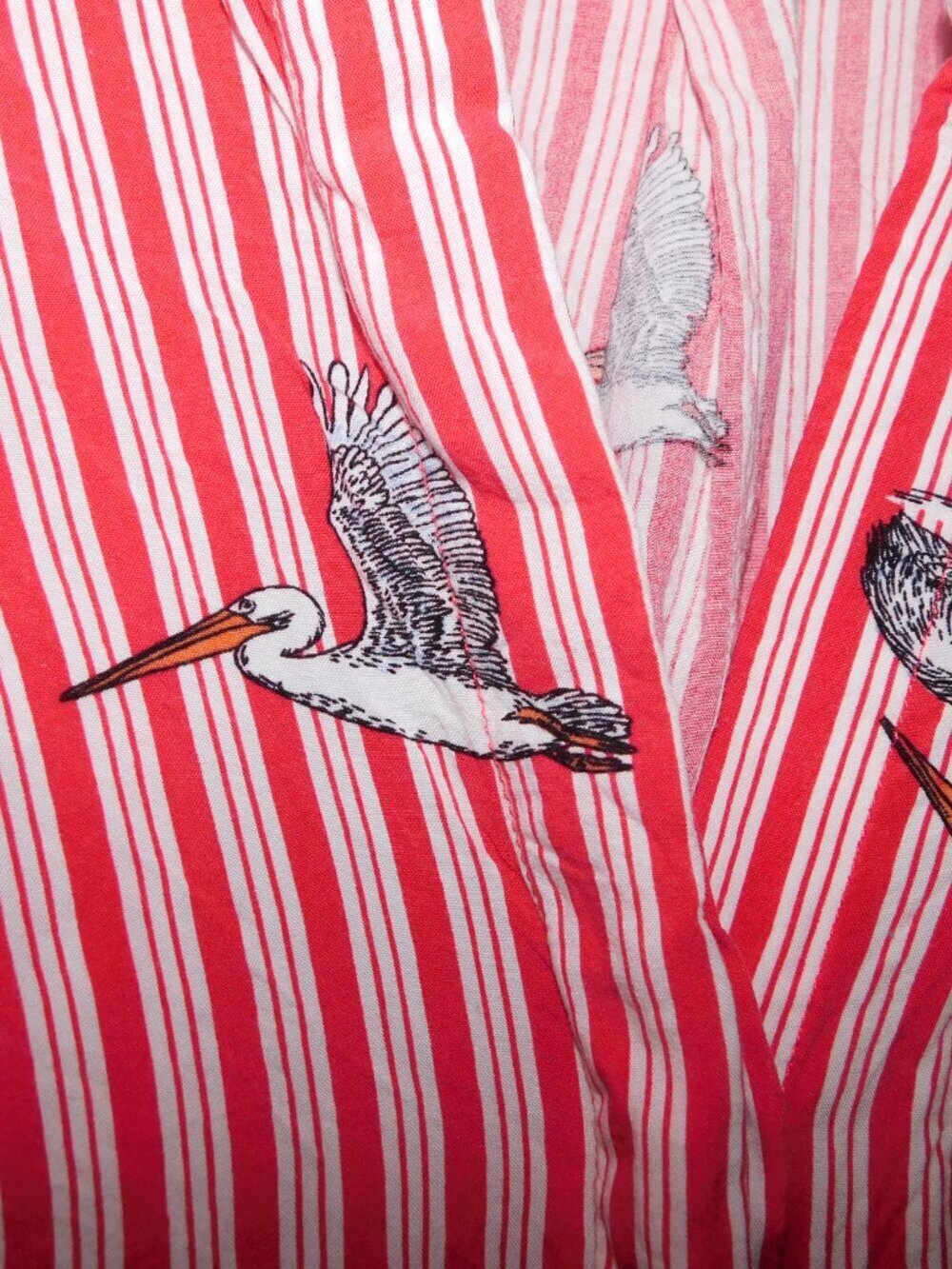 Mandee Red White Striped Heron Bird Print 3/4 Sleeve V neck Blouse Womens 2X - Picture 3 of 12